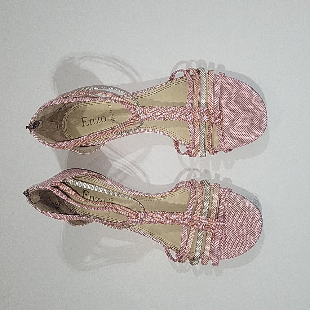 ENZO ANGIOLINI Multi Pink Nifties Strappy Braided Sandals